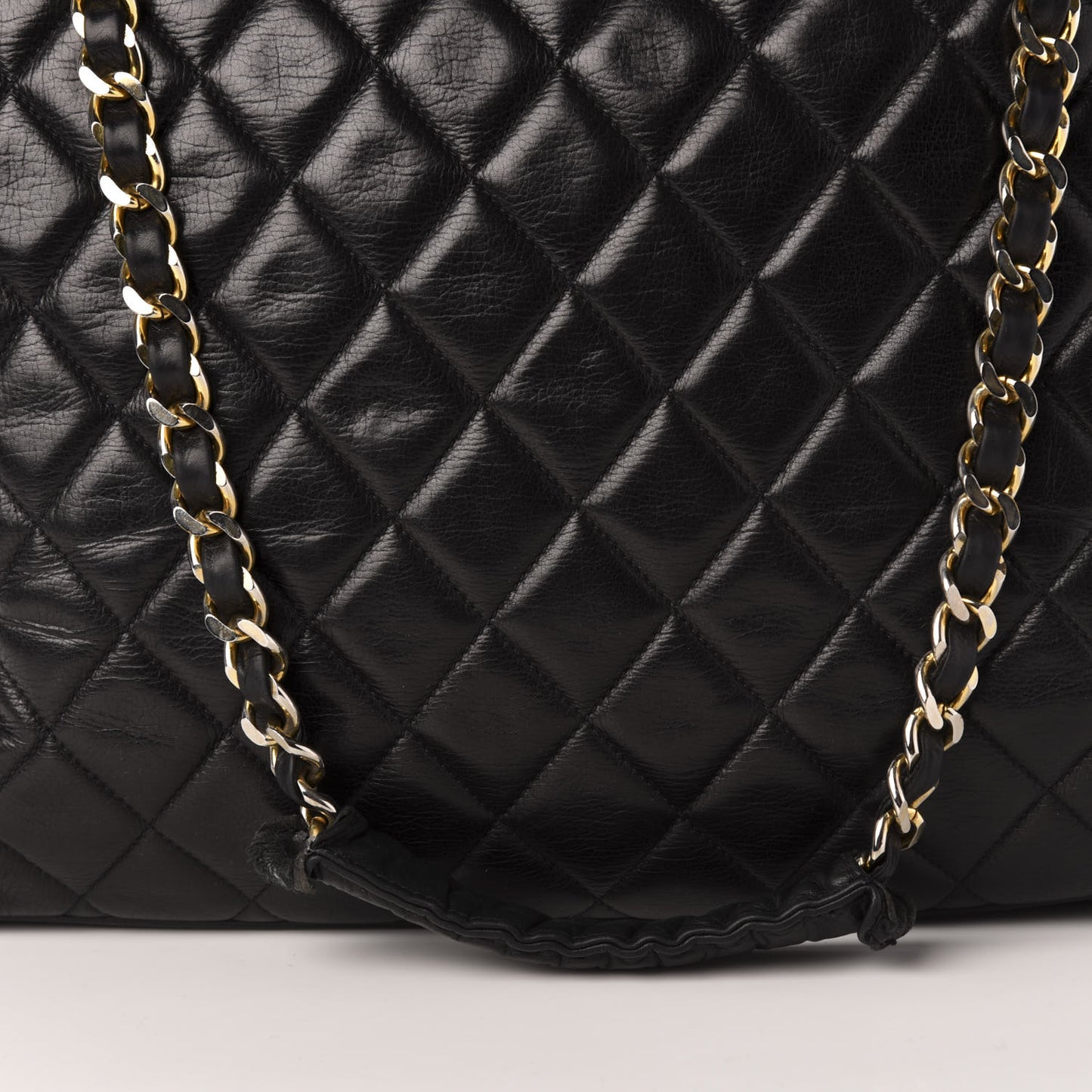 Lambskin Quilted Shopping Tote Black