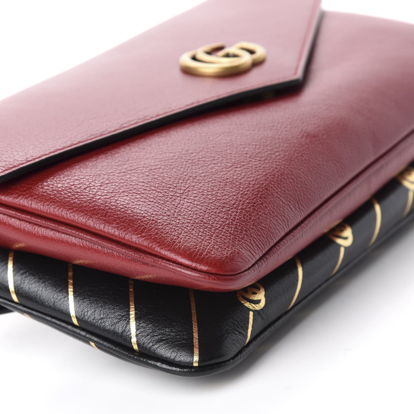 Calfskin Diagonal GG Medium Thiara Double Envelope Shoulder Bag Black Red