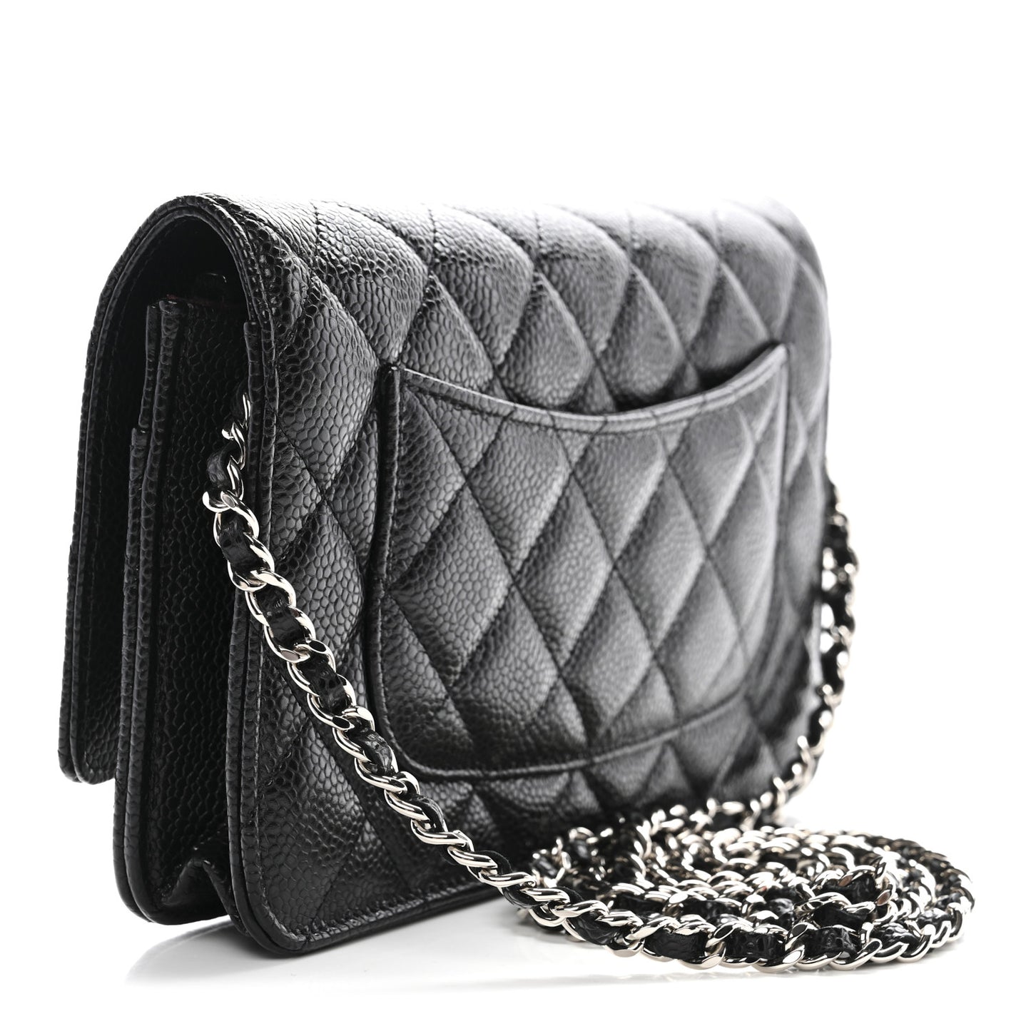 Caviar Quilted Wallet on Chain WOC Black