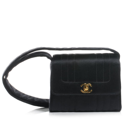 Chanel Satin Vertical Quilt Mini Flap Shoulder Bag Black 1 of 9