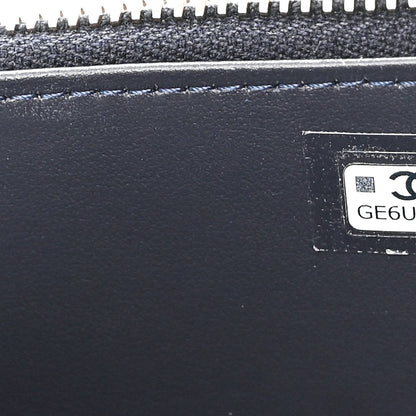 Chanel Denim Quilted Small Vanity Case With Chain Dark Blue Orange 7 of 11