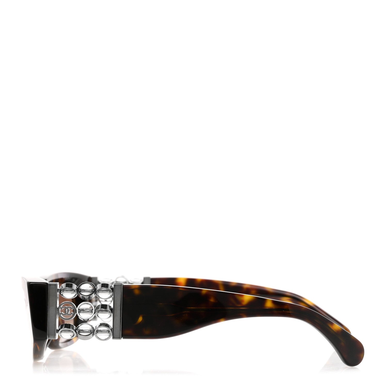 Chanel Acetate Glass Pearl Polarized Oval Sunglasses 5544 Tortoise 3 of 8