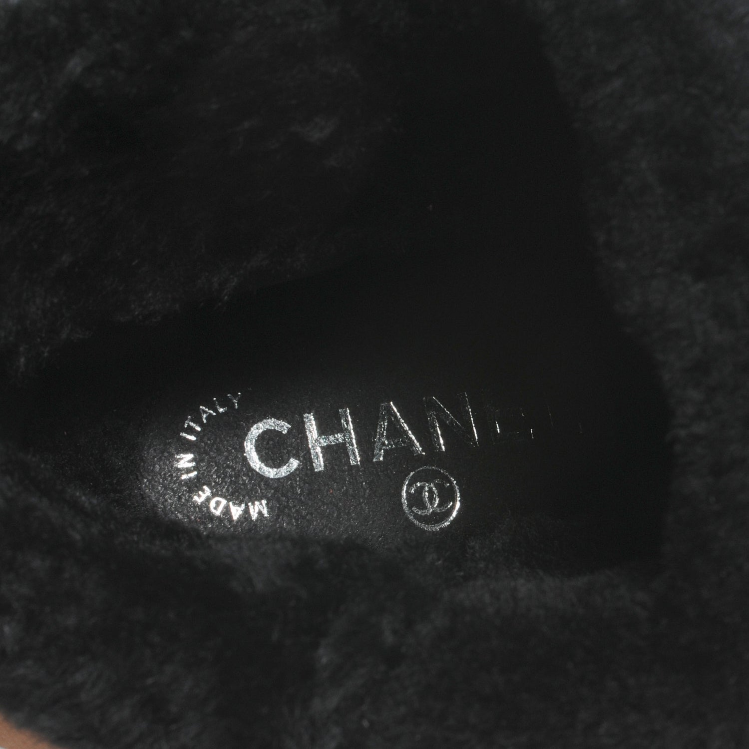 Chanel Suede Fleece Peau Lainee Wedge Booties 40 Black 6 of 6