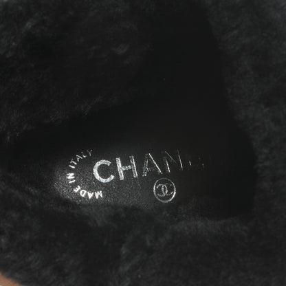 Chanel Suede Fleece Peau Lainee Wedge Booties 40 Black 6 of 6