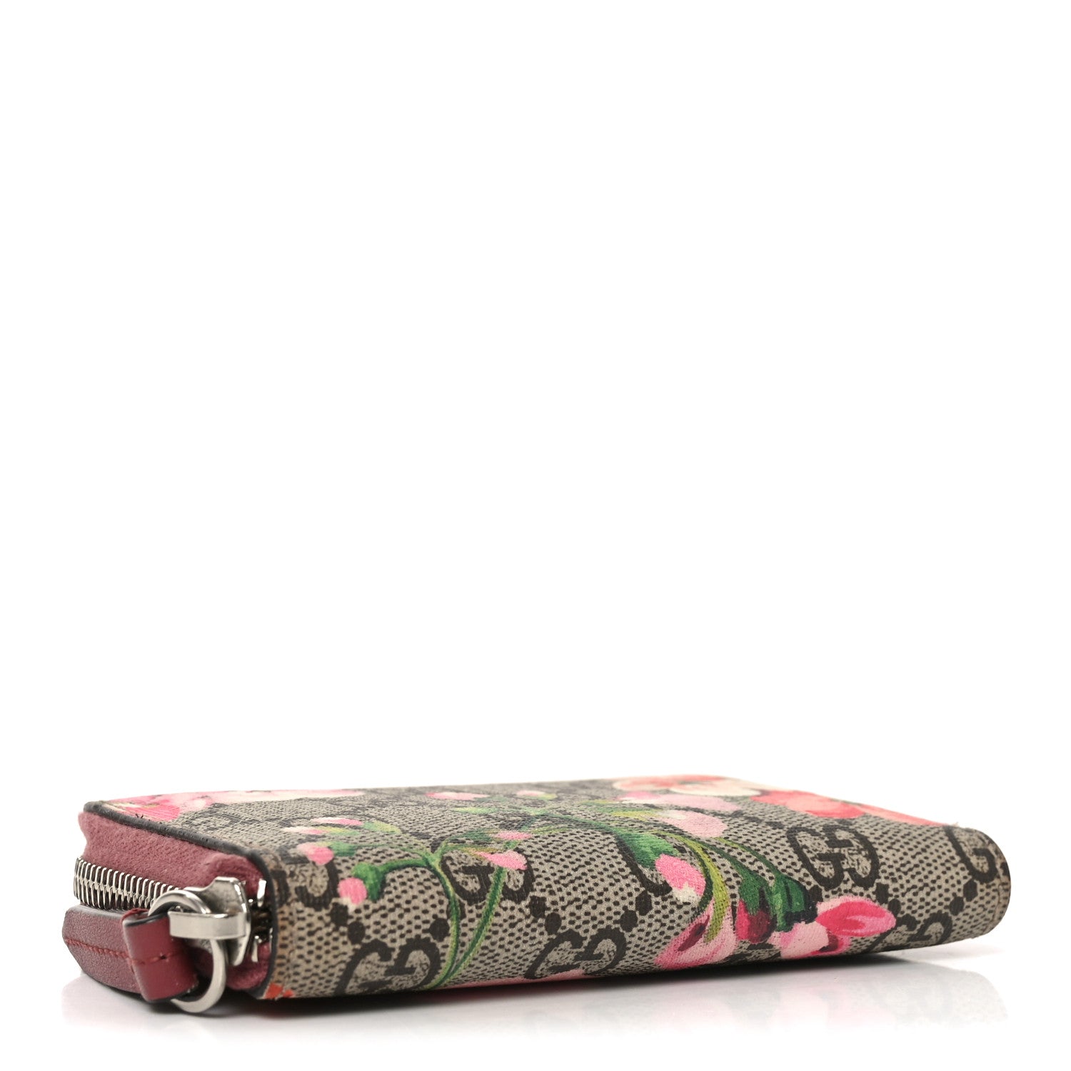 Gucci GG Supreme Monogram Blooms Zip Around Card Case Wallet Beige Multicolor Dry Rose 4 of 6