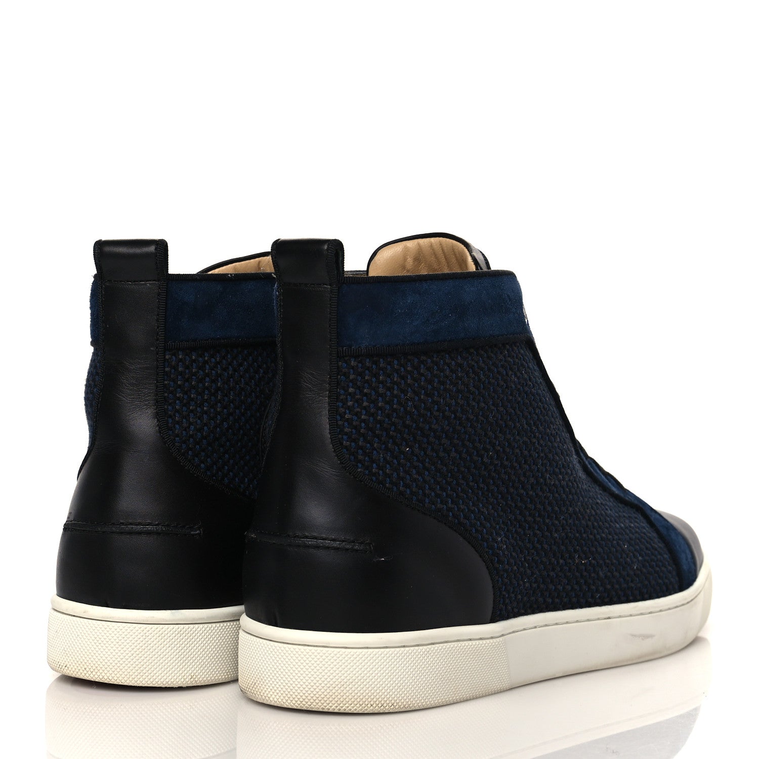 Christian Louboutin Calfskin Suede Mens Lou Flat Sneakers 45 Navy 4 of 10