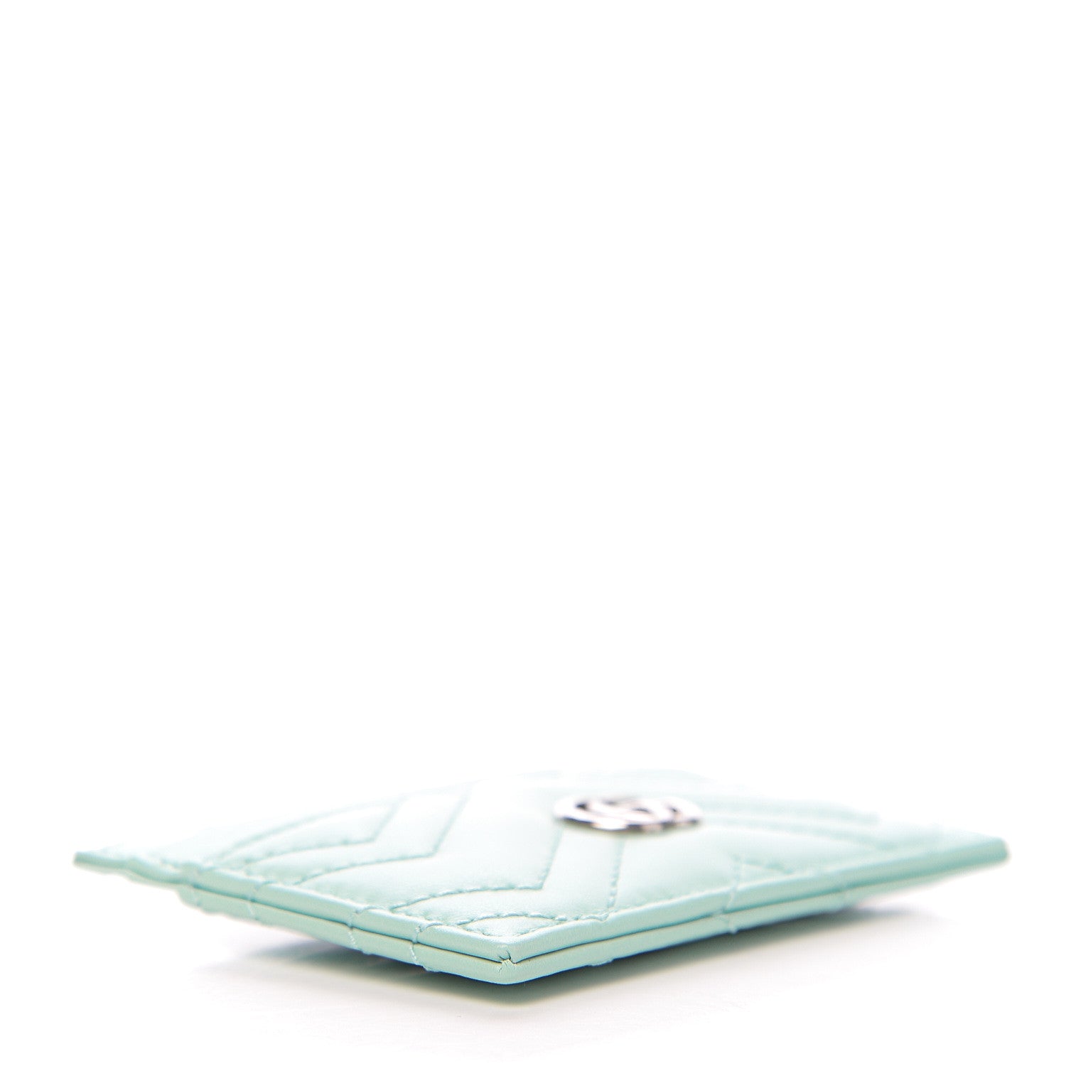 Gucci Calfskin Matelasse GG Marmont Card Holder Water Green 3 of 6