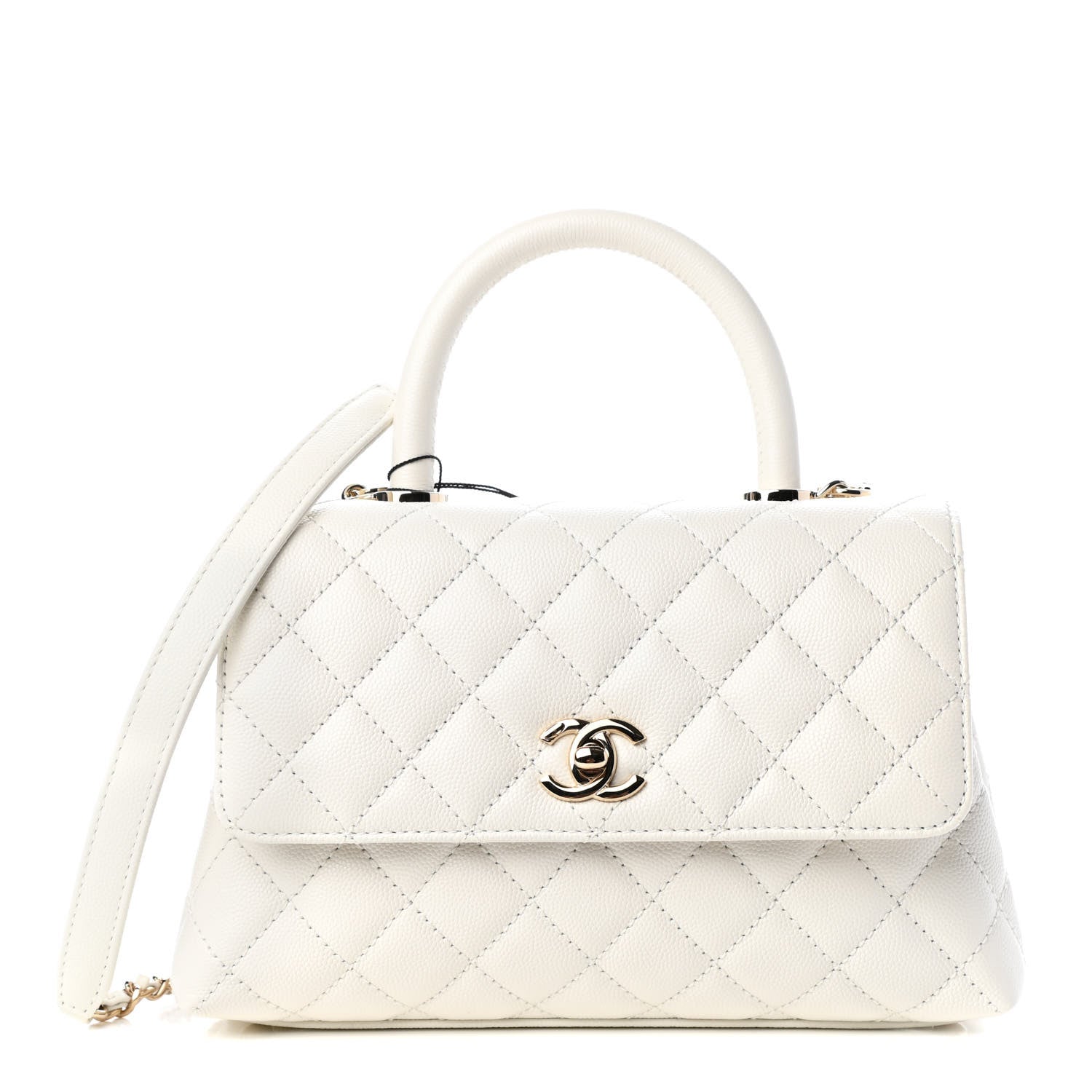 Chanel Caviar Quilted Mini Coco Handle Flap White 1 of 11