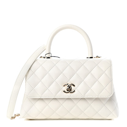 Chanel Caviar Quilted Mini Coco Handle Flap White 1 of 11