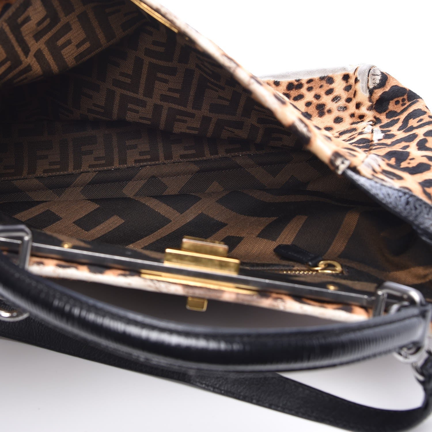 Fendi Calf Hair Leopard Print Zucca Large Peekaboo Iconic Satchel Tobacco 6 of 24