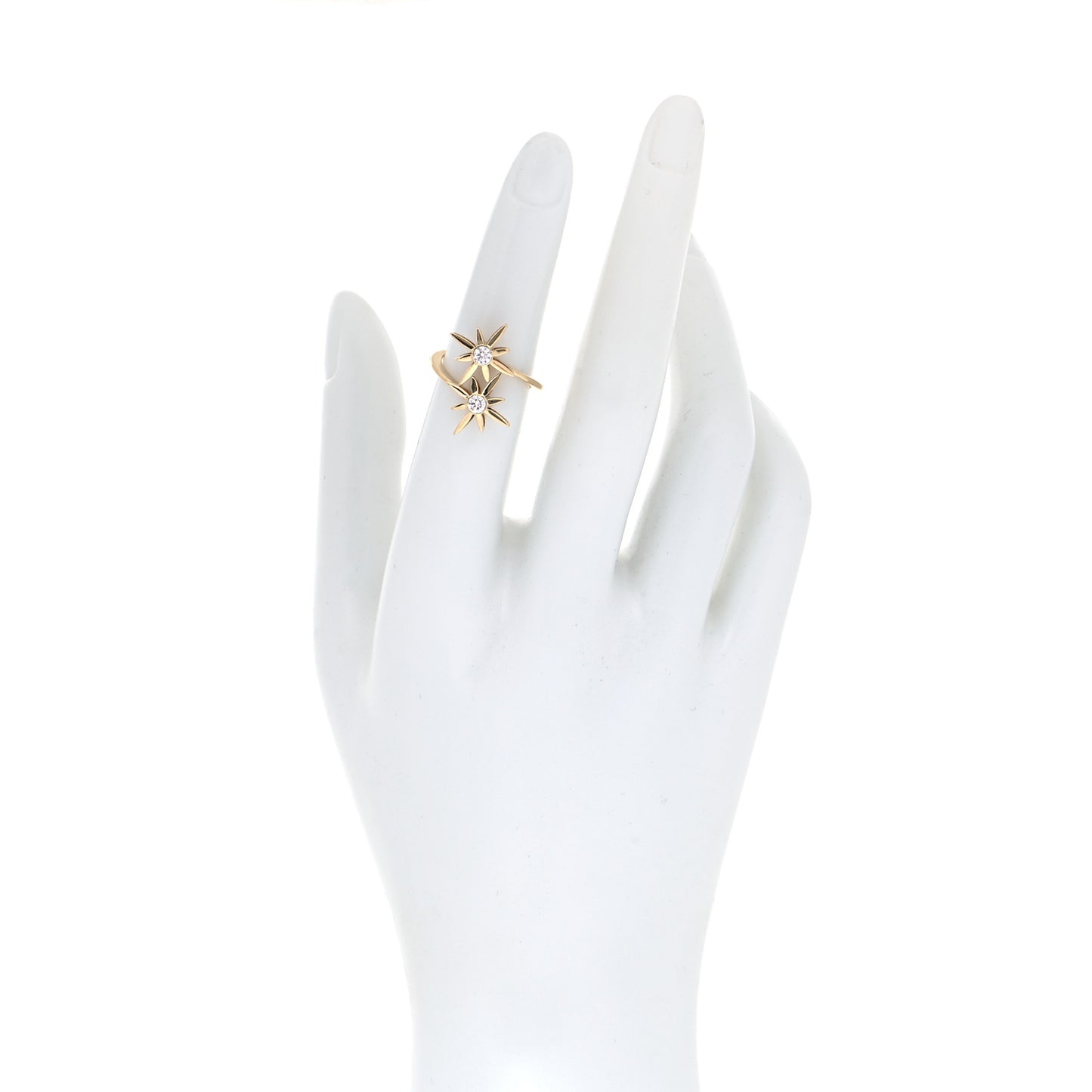X DISNEY 18K Yellow Gold Diamond Cinderella Star Duo Ring 49 4.75