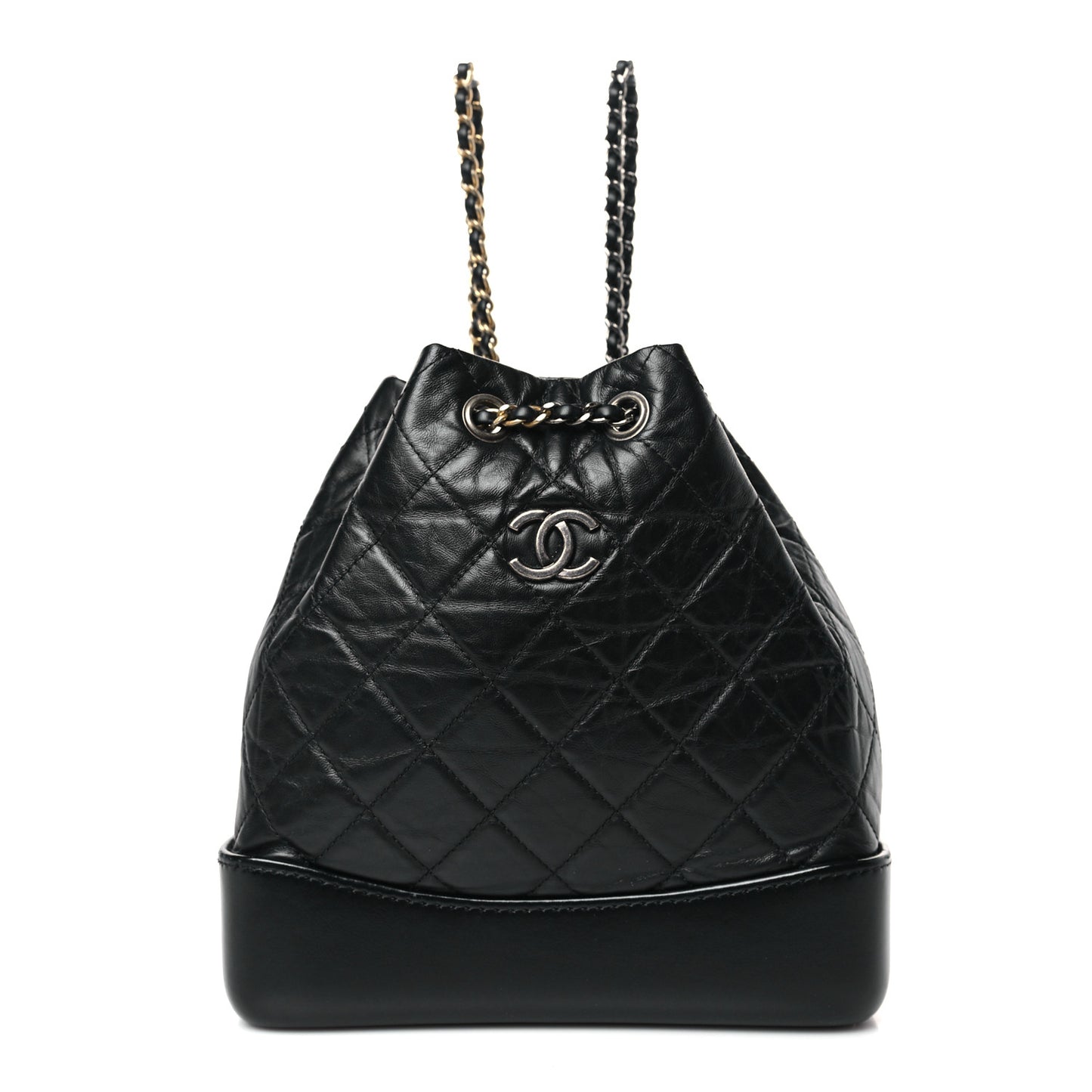 Aged Calfskin Quilted Small Gabrielle Backpack Black