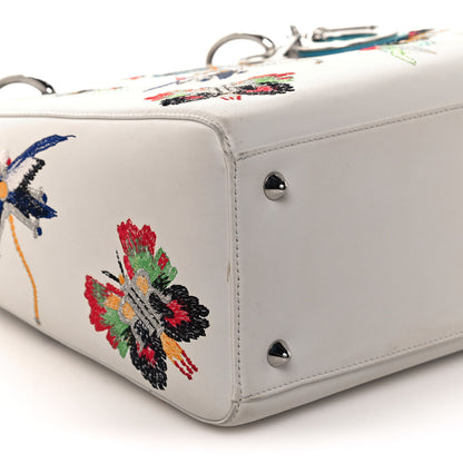 Christian Dior Smooth Calfskin Embroidered Medium Lady Dior White Multicolor 5 of 12