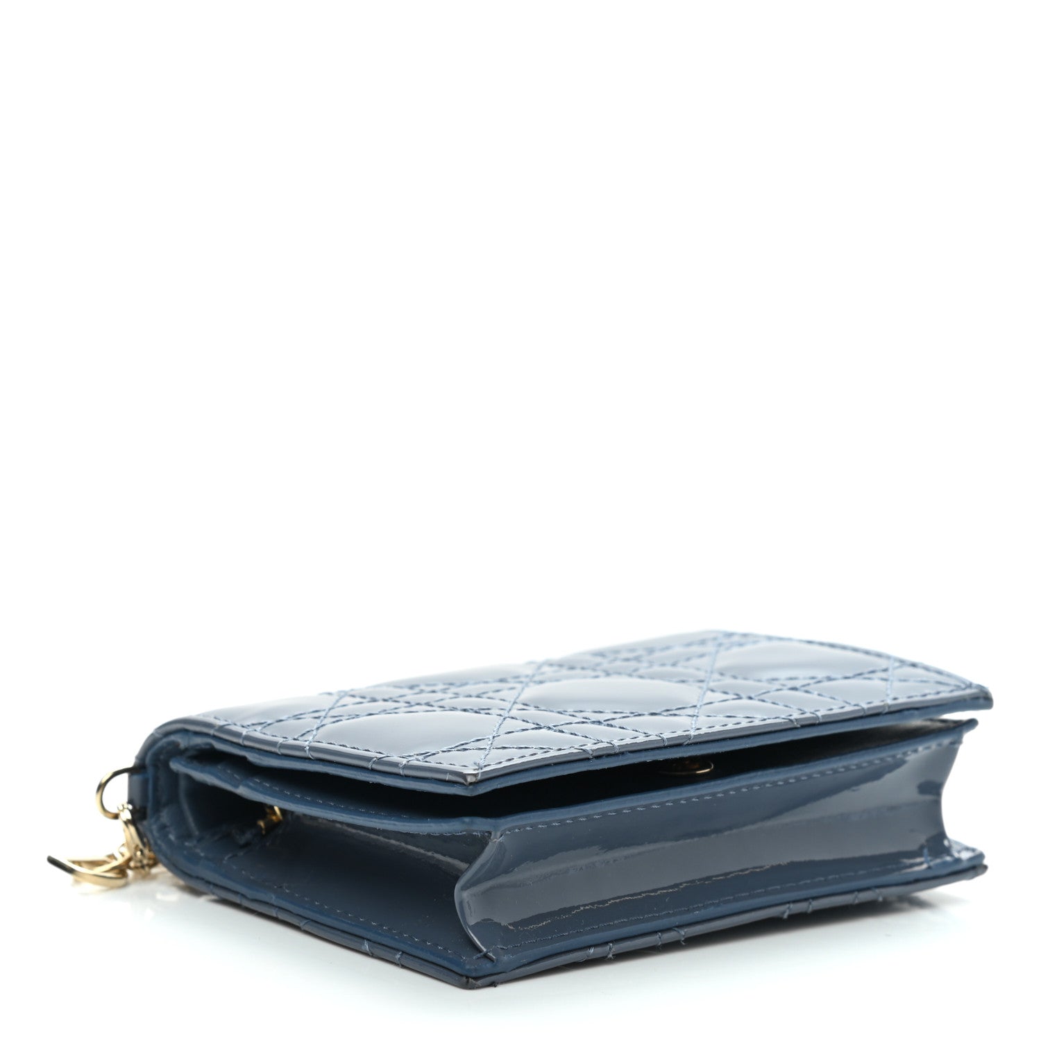 Christian Dior Patent Cannage Mini Lady Dior Wallet Gray Stone 4 of 9