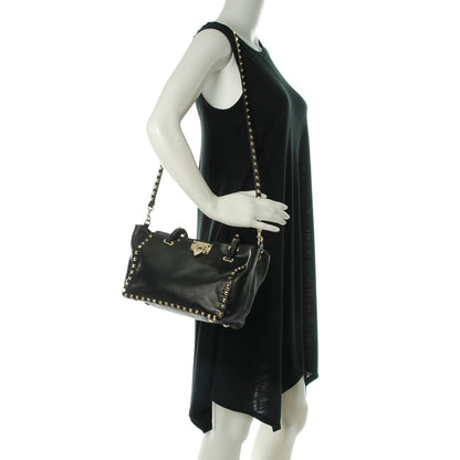 Valentino Garavani Vitello Small Rockstud Tote Black 2 of 8
