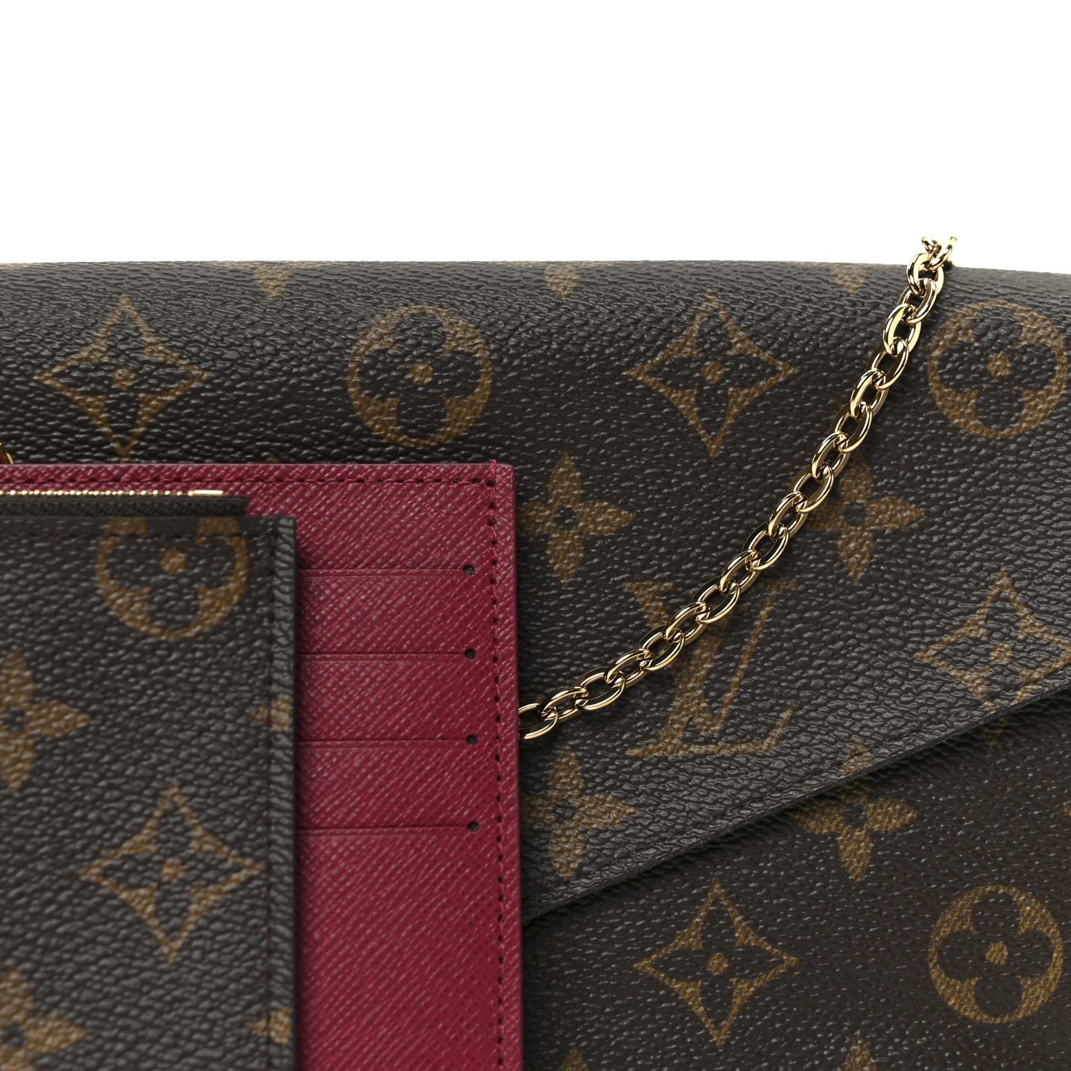 Louis Vuitton Monogram Pochette Felicie Chain Wallet Fuchsia 13 of 15