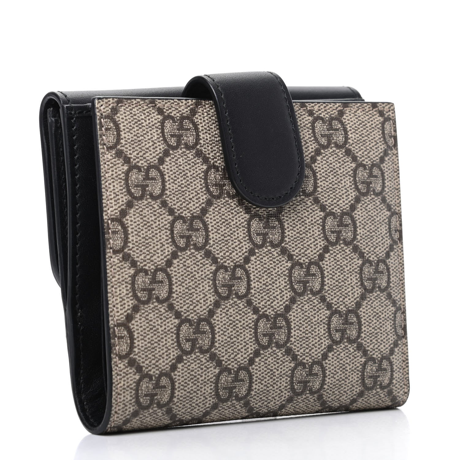 Gucci GG Supreme Monogram Pearl Studded French Wallet Black 3 of 8
