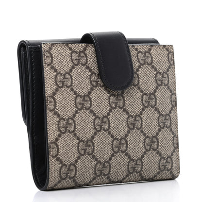 Gucci GG Supreme Monogram Pearl Studded French Wallet Black 3 of 8