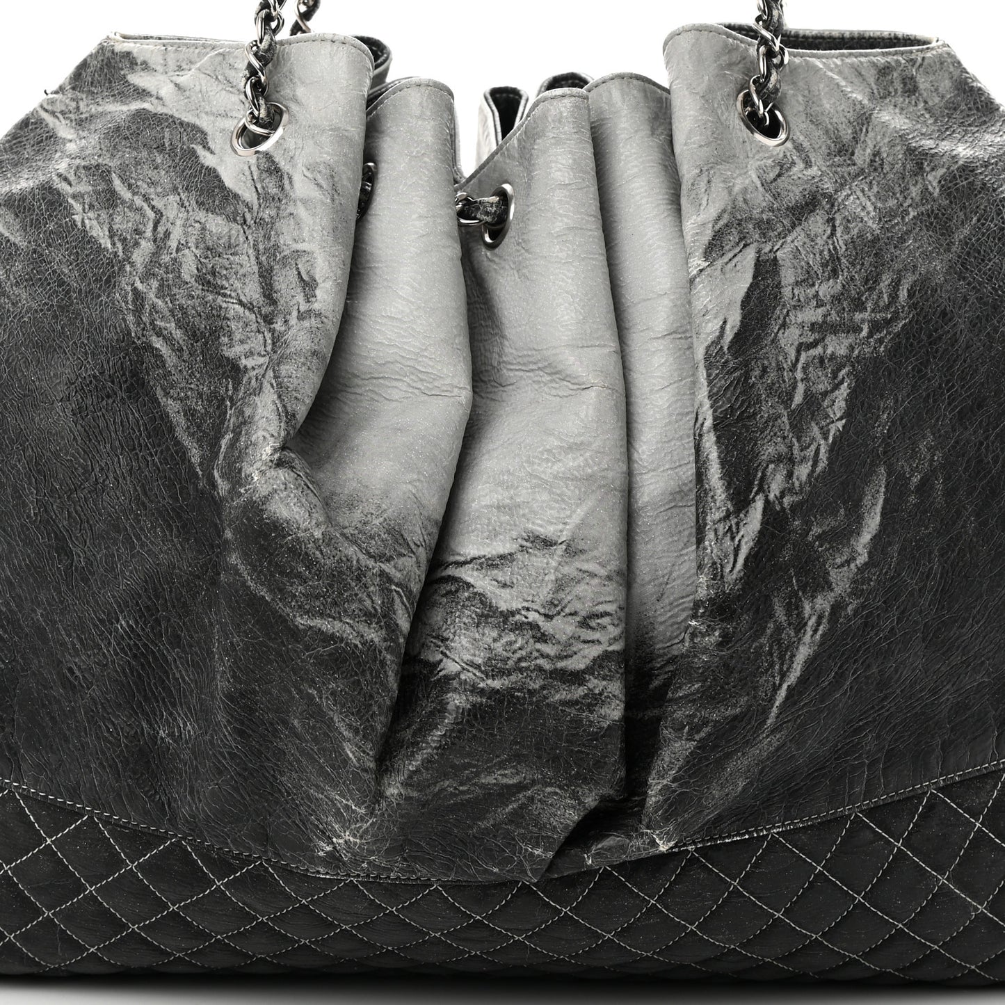 Vinyl Quilted Melrose Degrade Tote Black