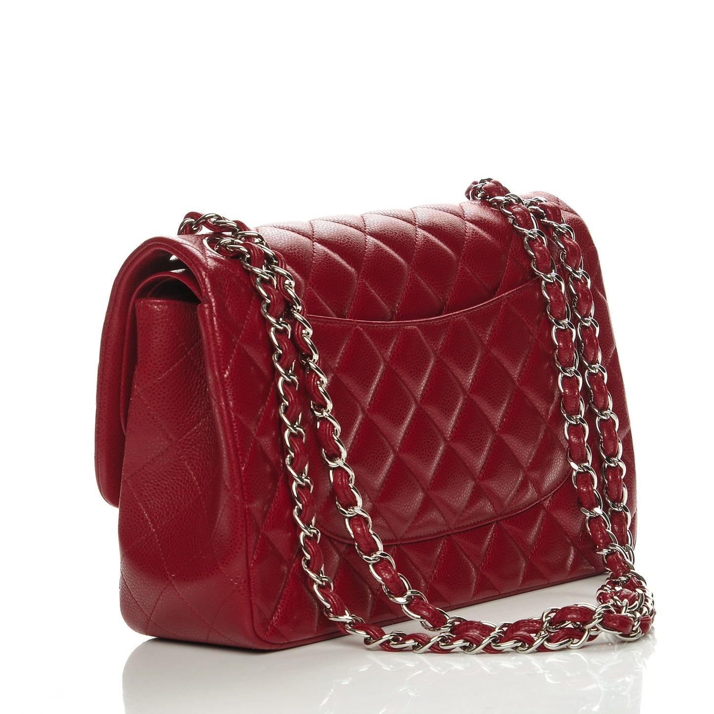 Caviar Quilted Jumbo Double Flap Red
