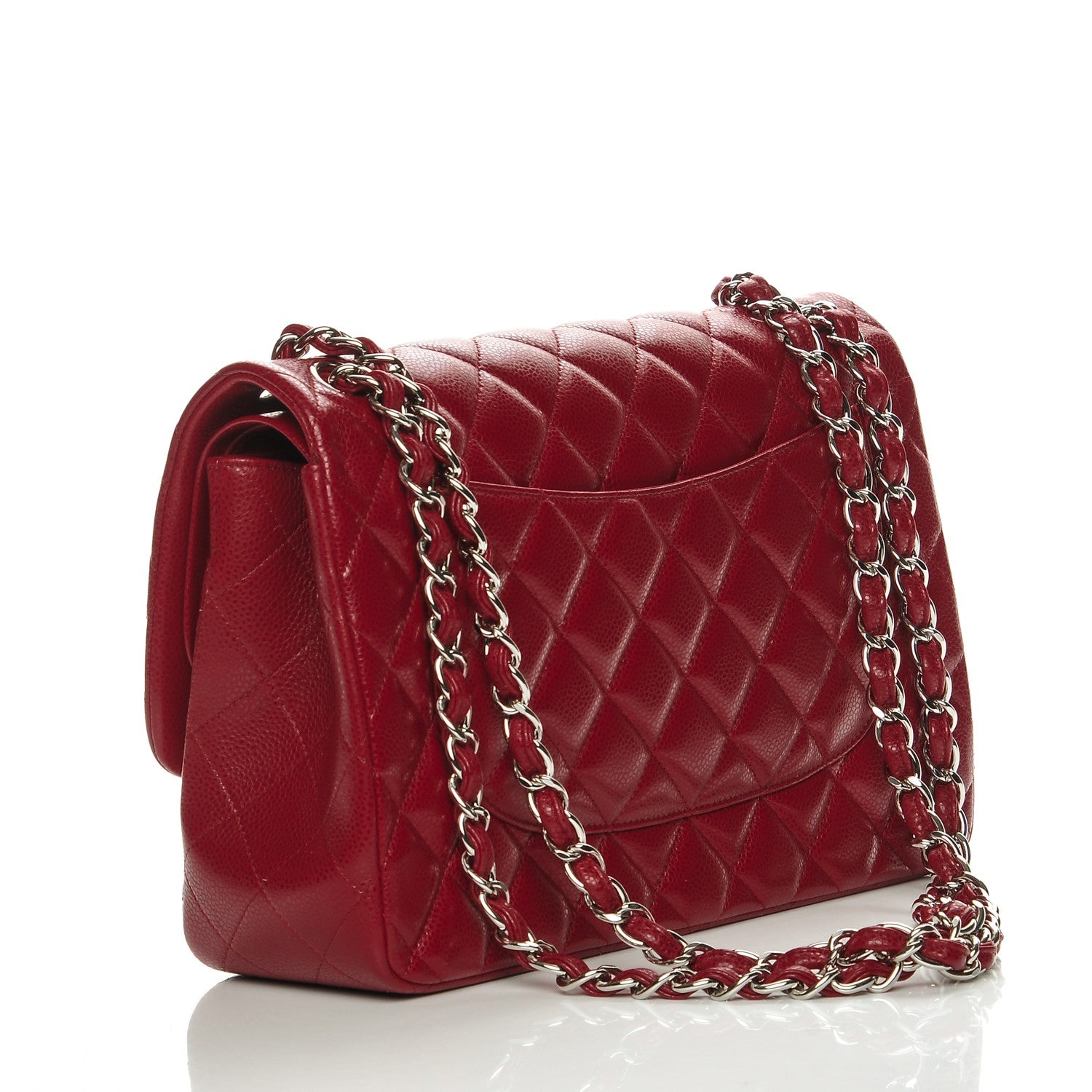 Chanel Caviar Quilted Jumbo Double Flap Red 3 of 8