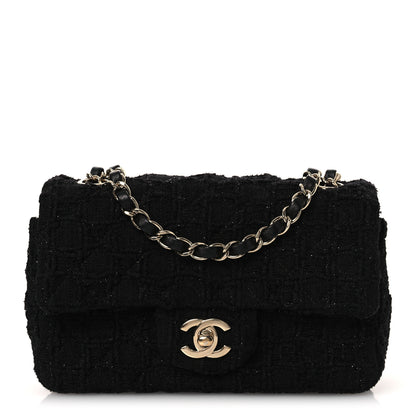 Chanel Tweed Quilted Mini Rectangular Flap Black 1 of 12