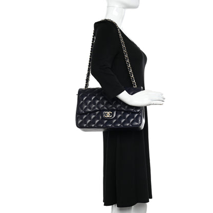 Chanel Lambskin Quilted Jumbo Double Flap Navy Blue 2 of 10