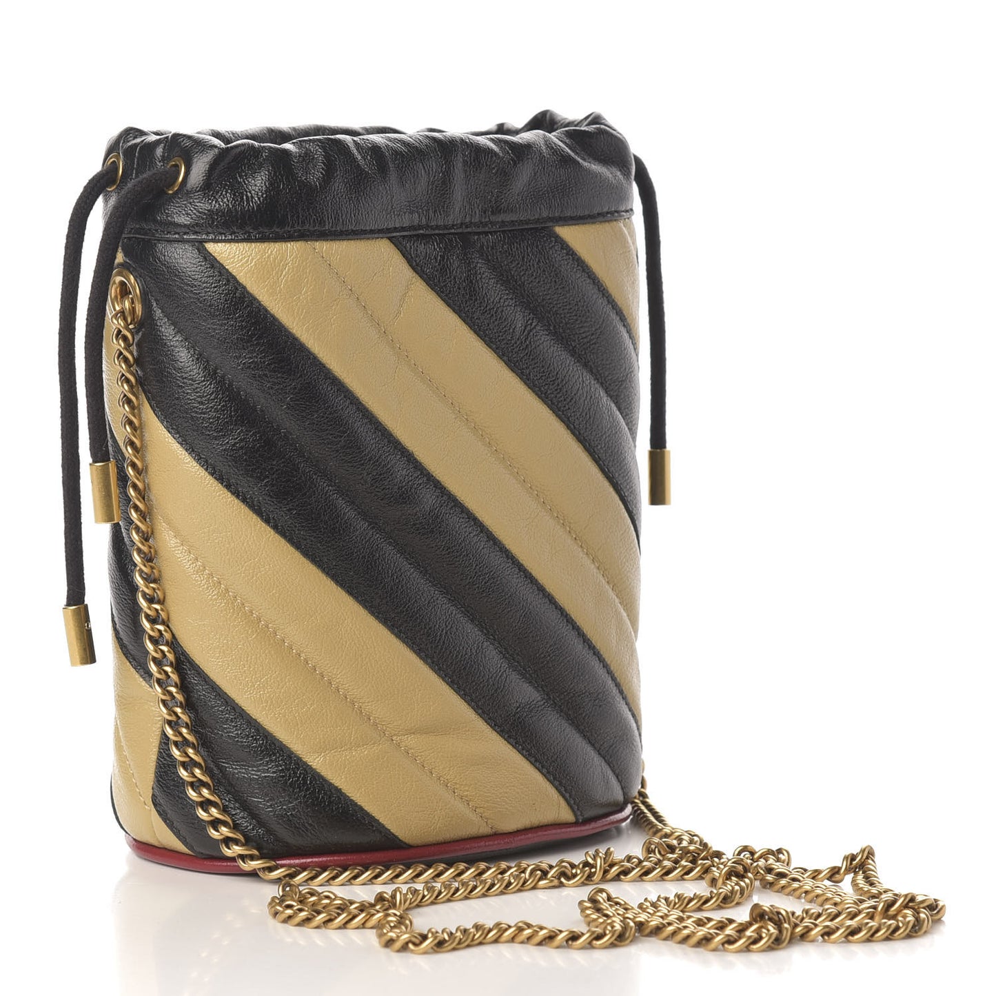 Azalea Calfskin Matelasse Diagonal Patchwork Mini Torchon GG Marmont 2.0 Bucket Bag Black Beige Romantic Cerise