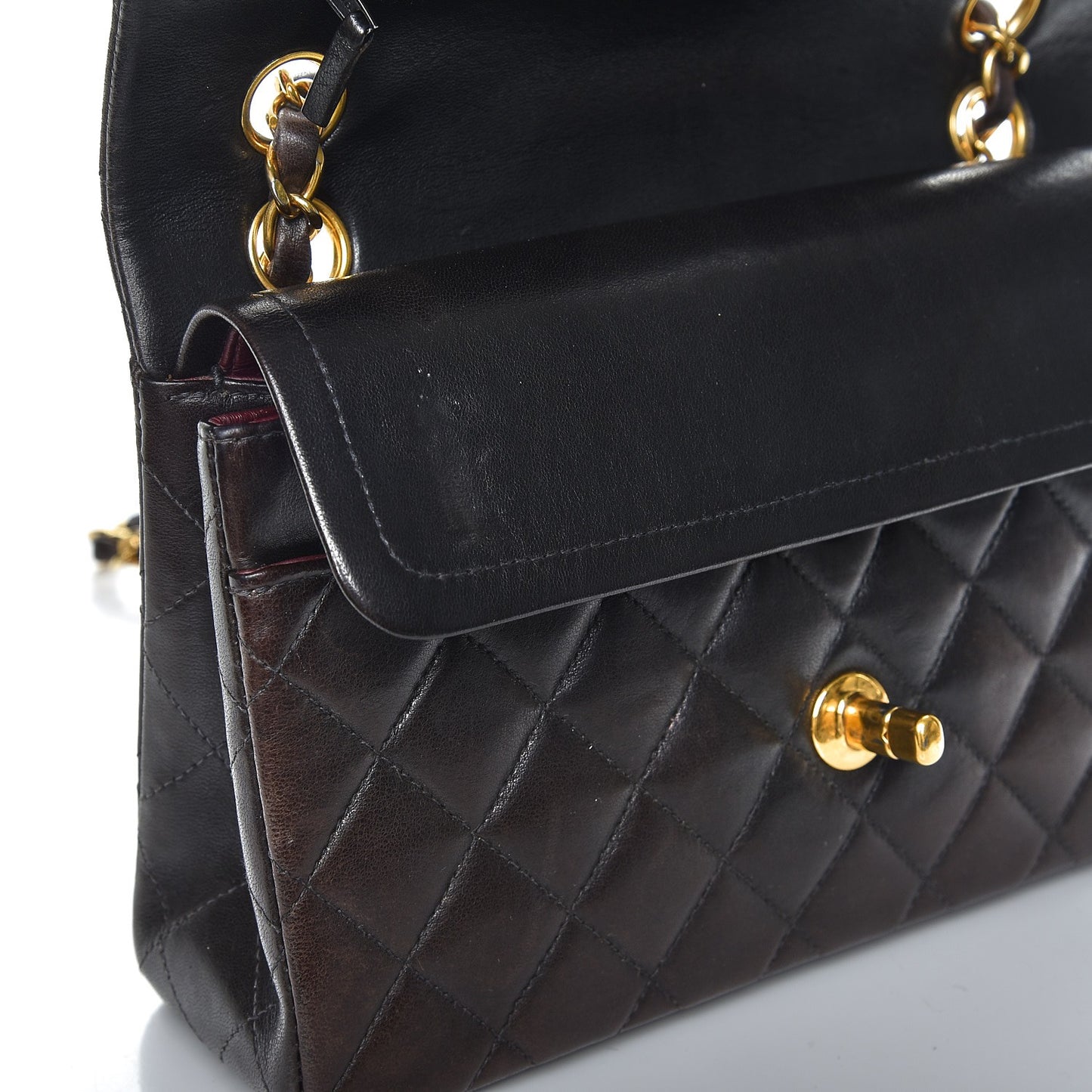 Lambskin Quilted Small Double Flap Black