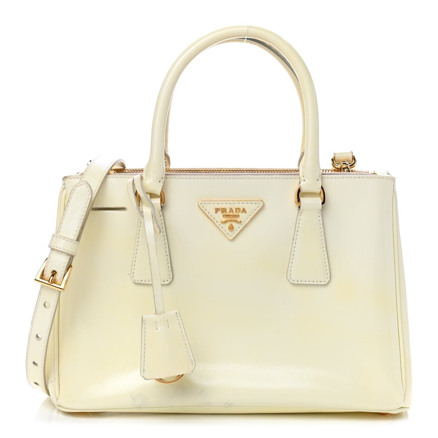 Saffiano Vernice Mini Galleria Double Zip Tote Bianco