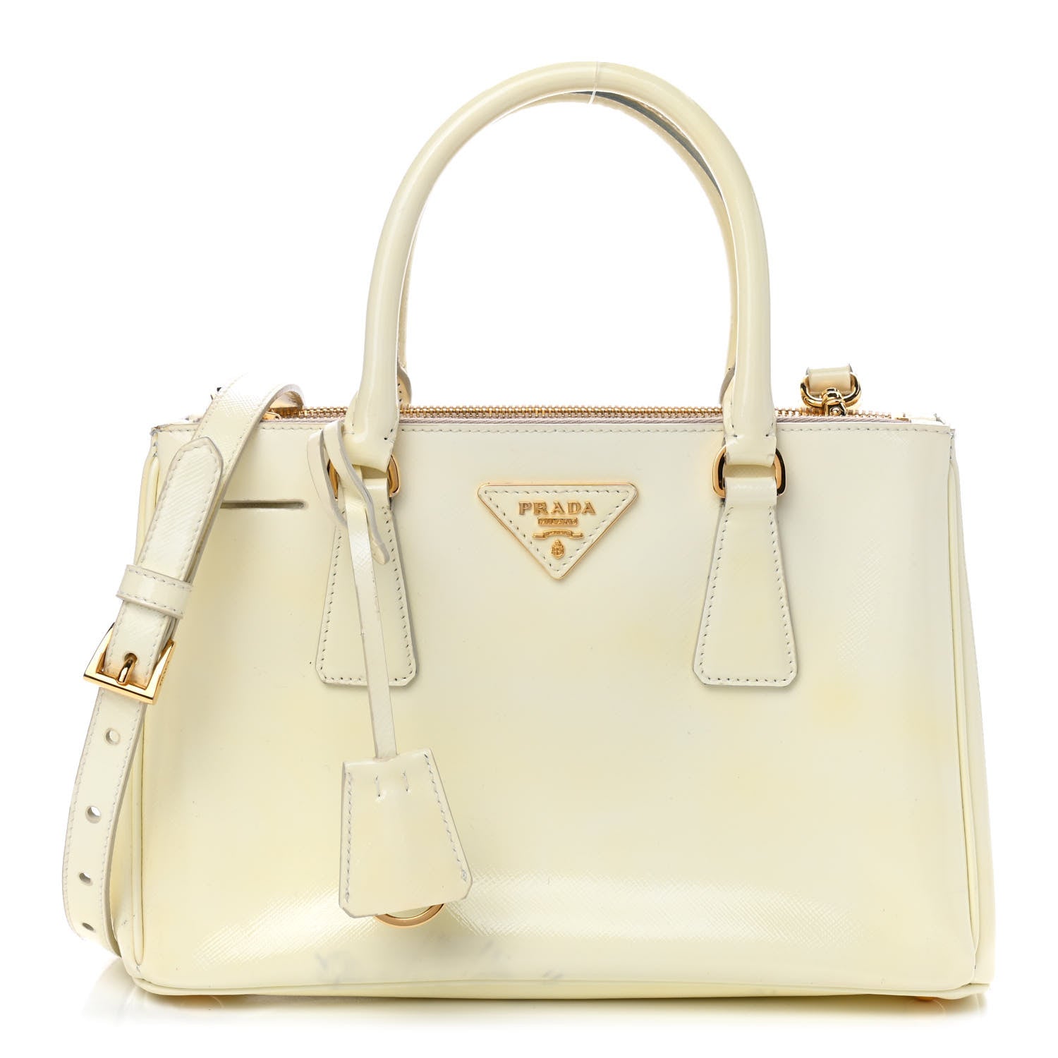 Prada Saffiano Vernice Mini Galleria Double Zip Tote Bianco 1 of 11