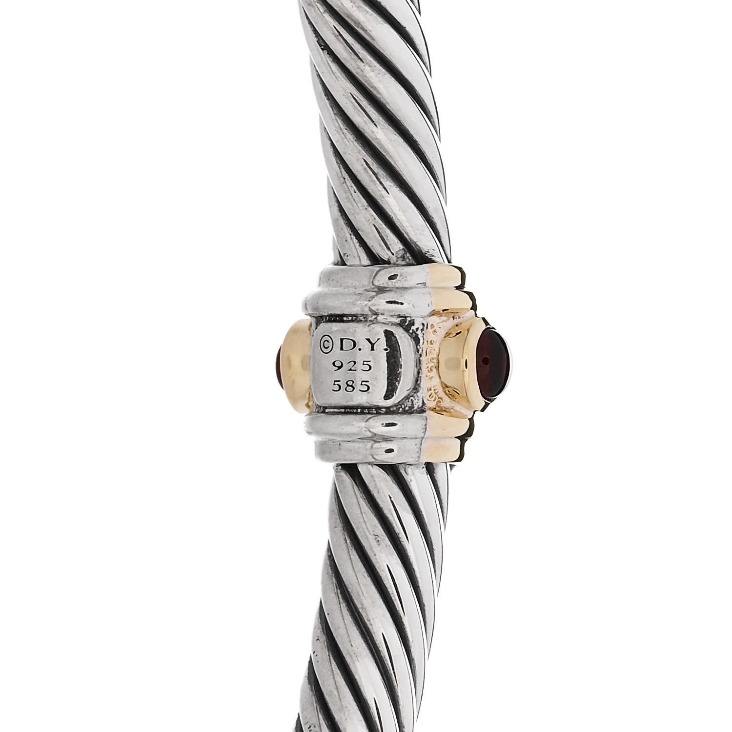 David Yurman Sterling Silver 14K Yellow Gold Rhodolite Garnet Pink Tourmaline 5mm Cable Renaissance Station Bracelet 3 of 3