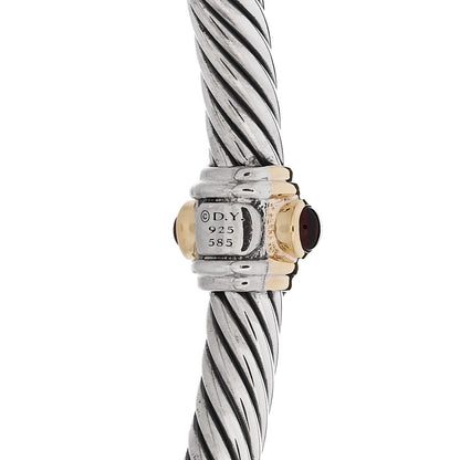 David Yurman Sterling Silver 14K Yellow Gold Rhodolite Garnet Pink Tourmaline 5mm Cable Renaissance Station Bracelet 3 of 3