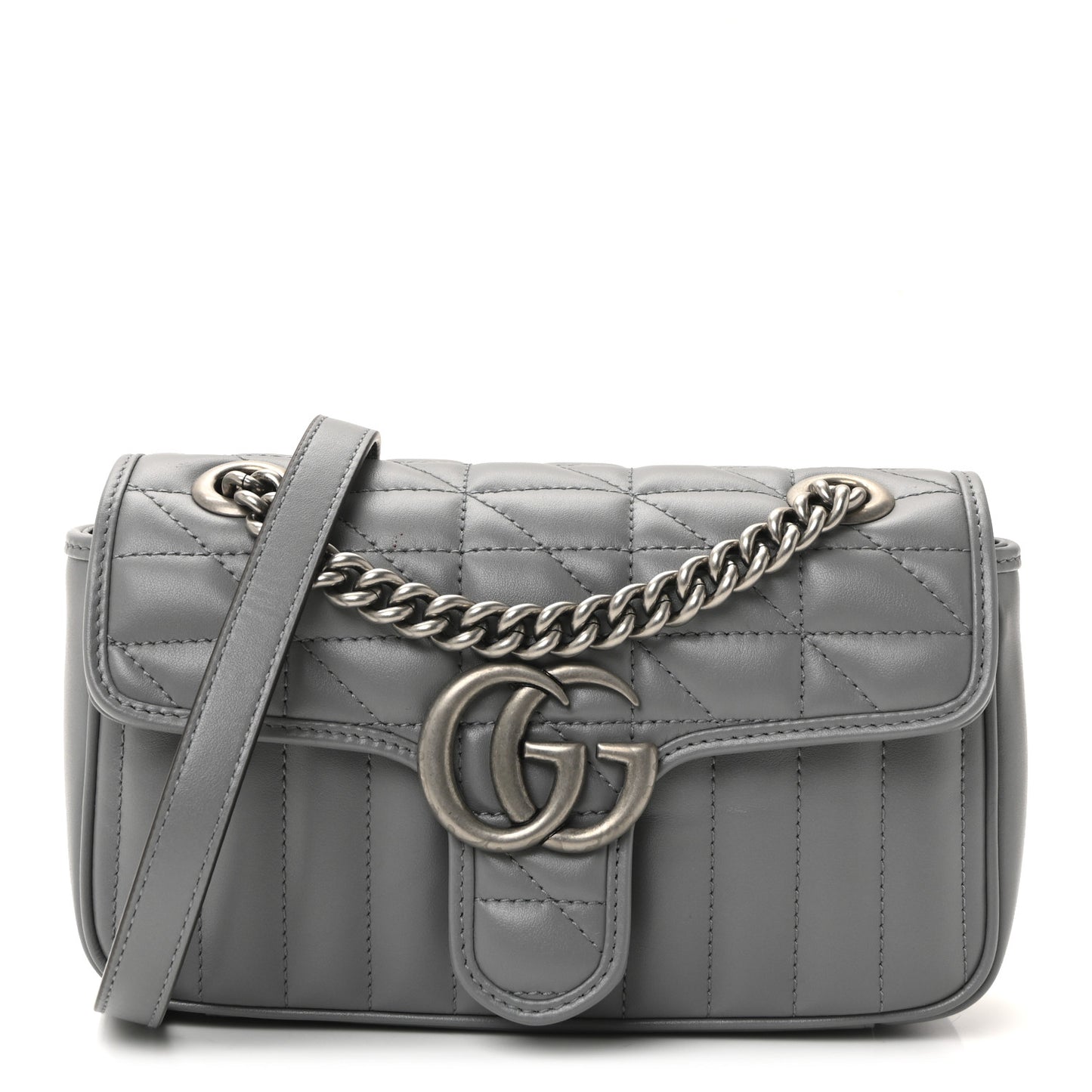 Calfskin Matelasse Aria Mini GG Marmont Shoulder Bag Deep Grey