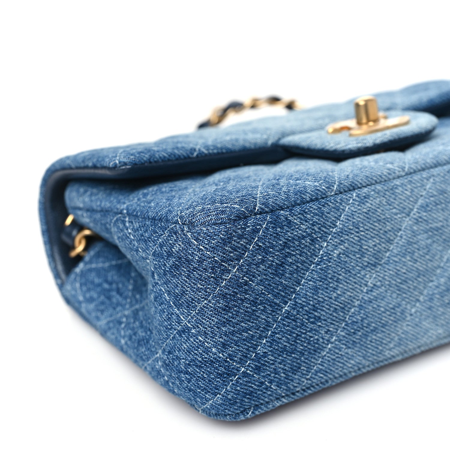 Chanel Washed Denim Quilted Mini Rectangular Flap Blue 9 of 11