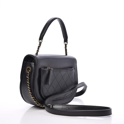Chanel Shiny Calfskin Goatskin Quilted Small Coco Curve Messenger Flap Black 3 of 9