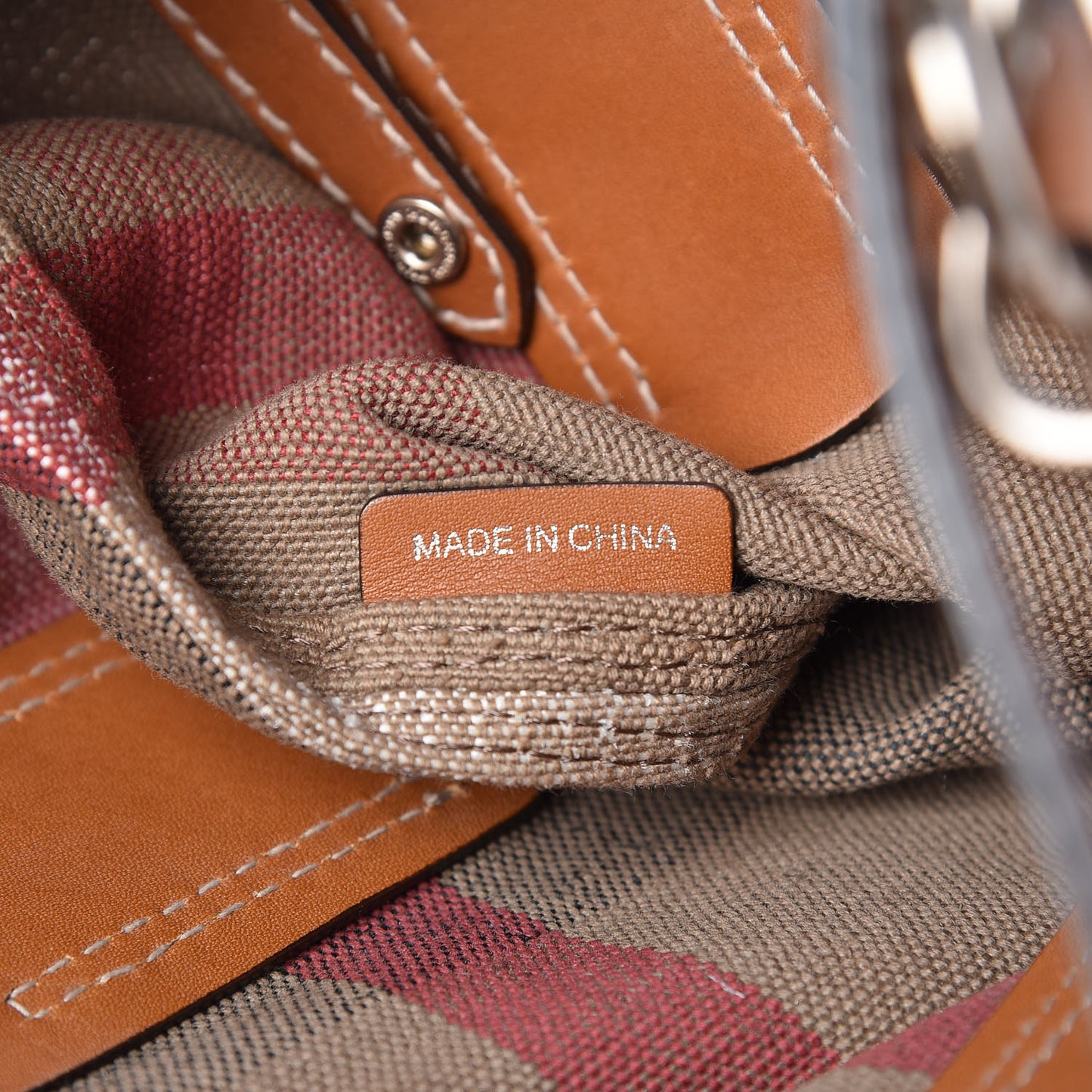 Canvas Mega Check Medium Tottenham Brit Tote Saddle Brown