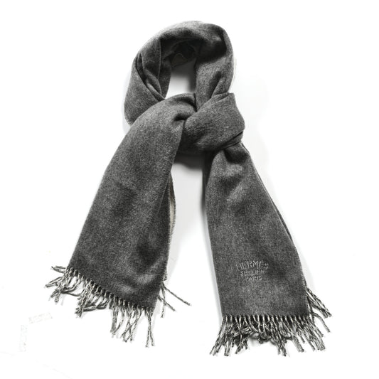 Cashmere Recto Verso Muffler Creme Gris Clair