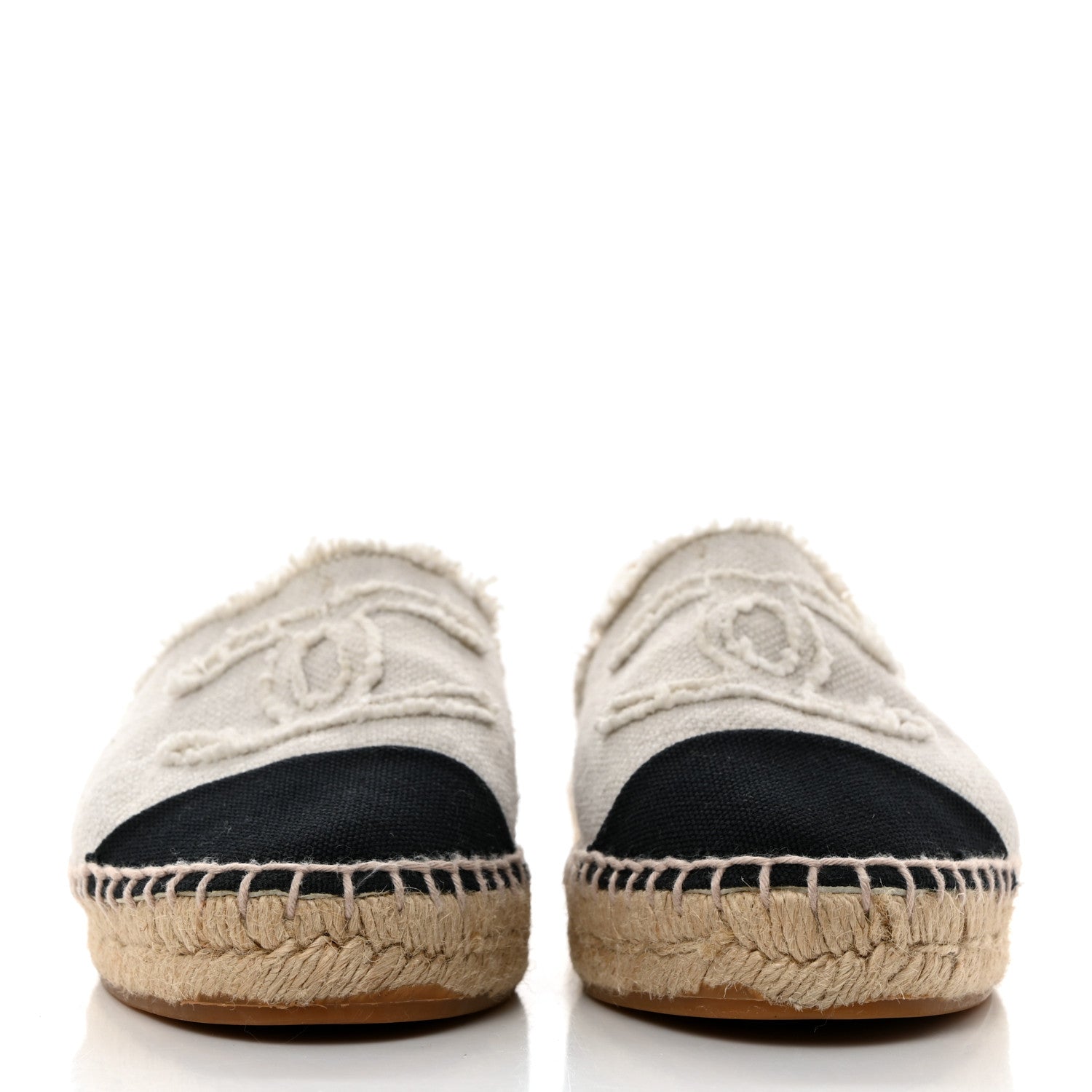 Chanel Linen CC Espadrilles 37 White Black 2 of 10