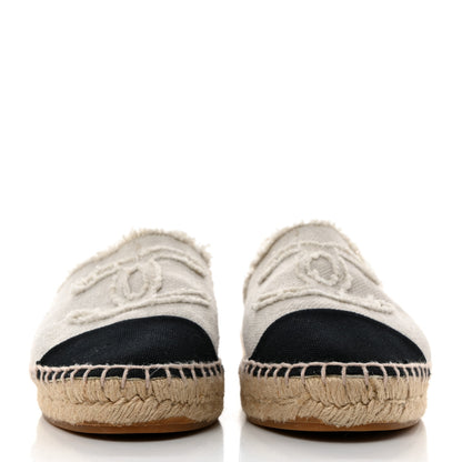Chanel Linen CC Espadrilles 37 White Black 2 of 10