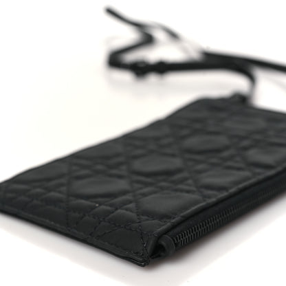 Christian Dior Ultra Matte Calfskin Lady Dior Long Wallet With Strap Black 9 of 10