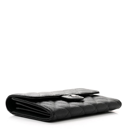 Chanel Caviar Quilted Large Gusset Flap Wallet Black 4 of 7