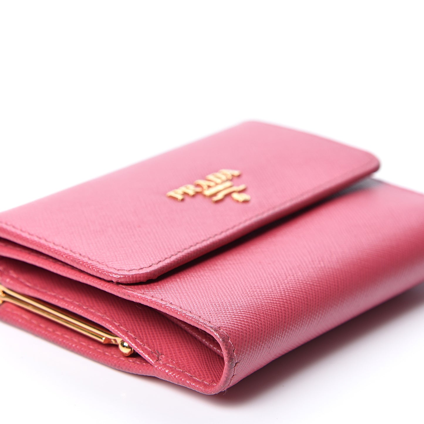 Saffiano Compact Kiss Lock Wallet Peonia