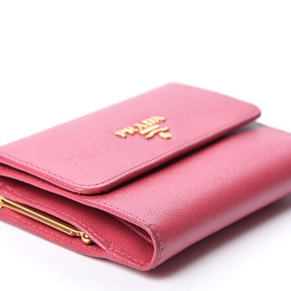 Prada Saffiano Compact Kiss Lock Wallet Peonia 7 of 12
