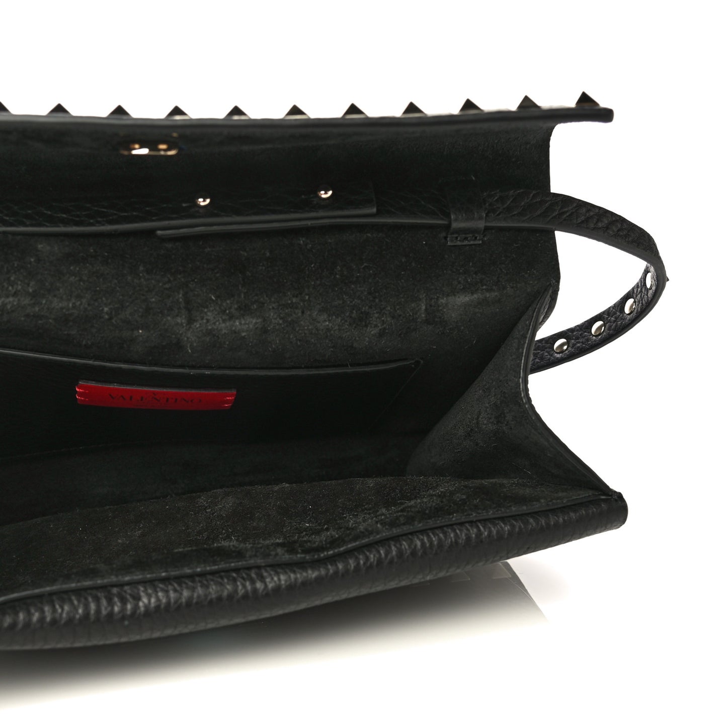 Grainy Calfskin Rockstud Double Flap Crossbody Bag Black