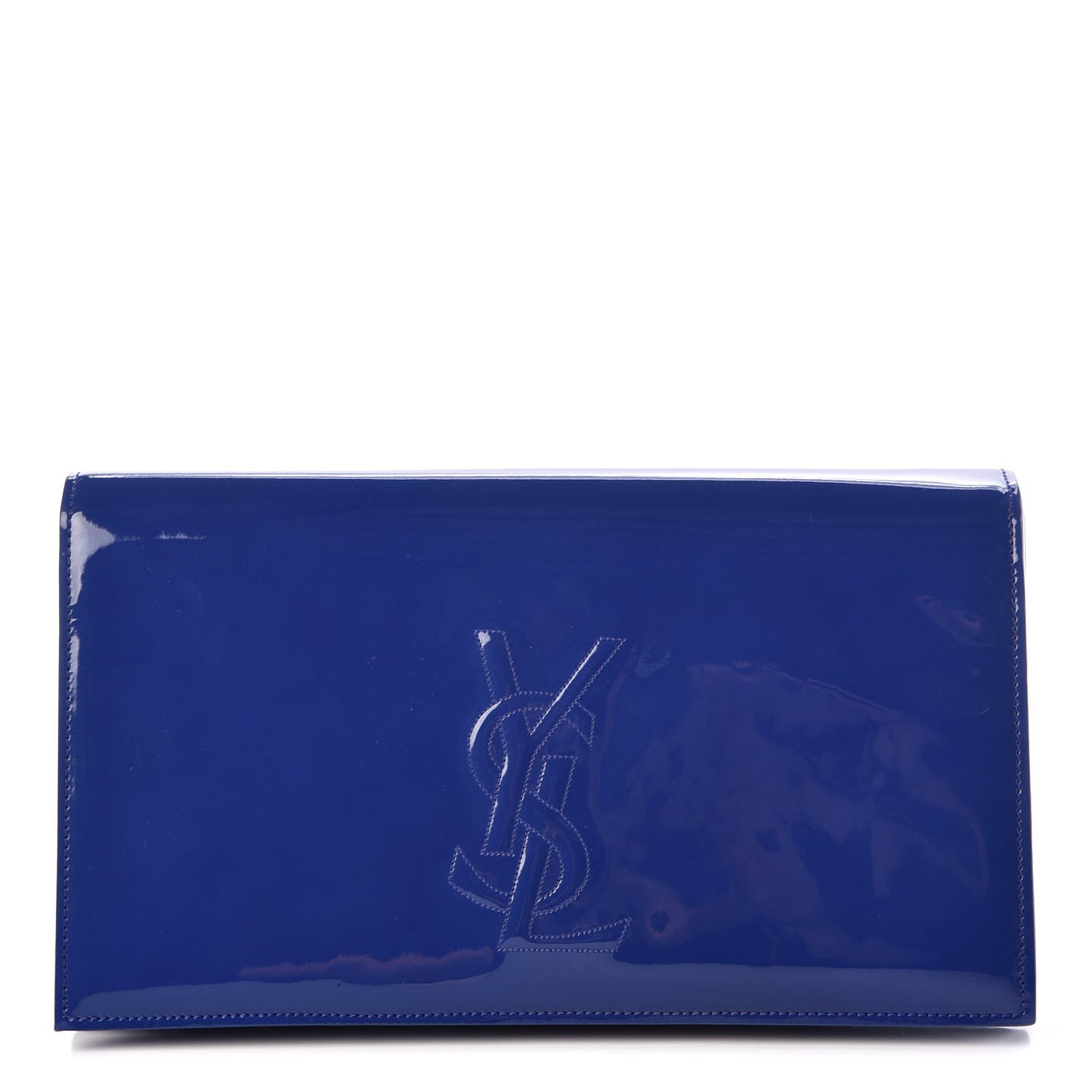 Patent Calfskin Monogram Large Belle De Jour Clutch Royal Blue