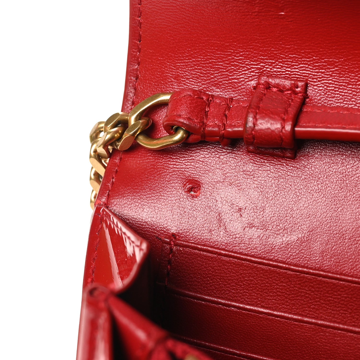 Saint Laurent Patent Calfskin Monogram Kate Wallet On Chain Rouge Eros 10 of 11