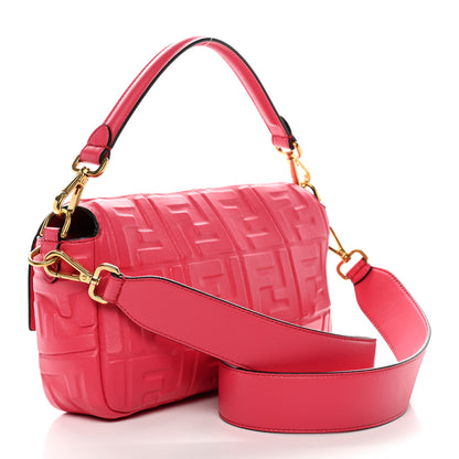 Fendi Nappa FF 1974 Embossed Baguette Rosa Fluo 2 of 10