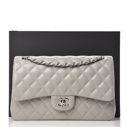 Chanel Caviar Quilted Jumbo Double Flap Grey 9 of 9