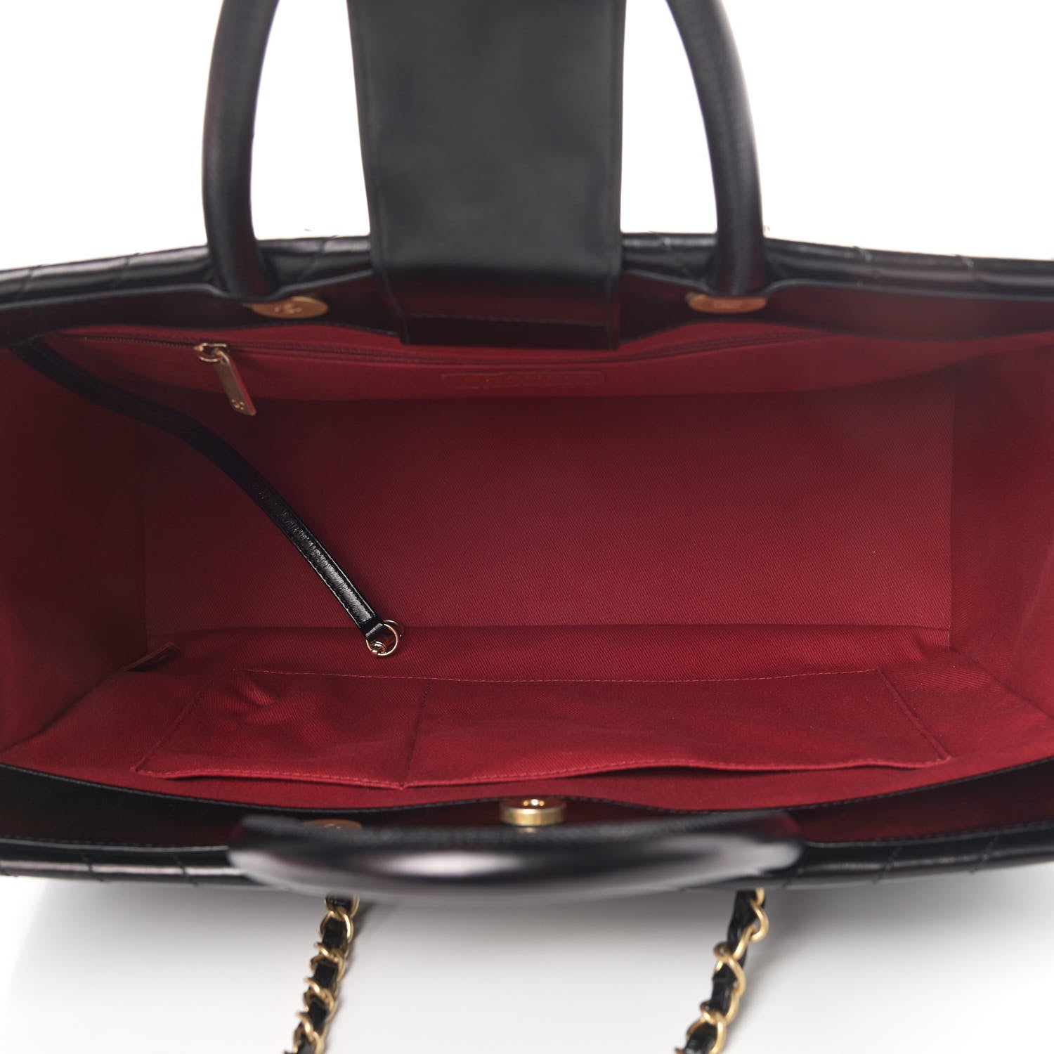 Chanel Aged Calfskin Chevron Large Coco Handle Shopping Tote Black 5 of 5